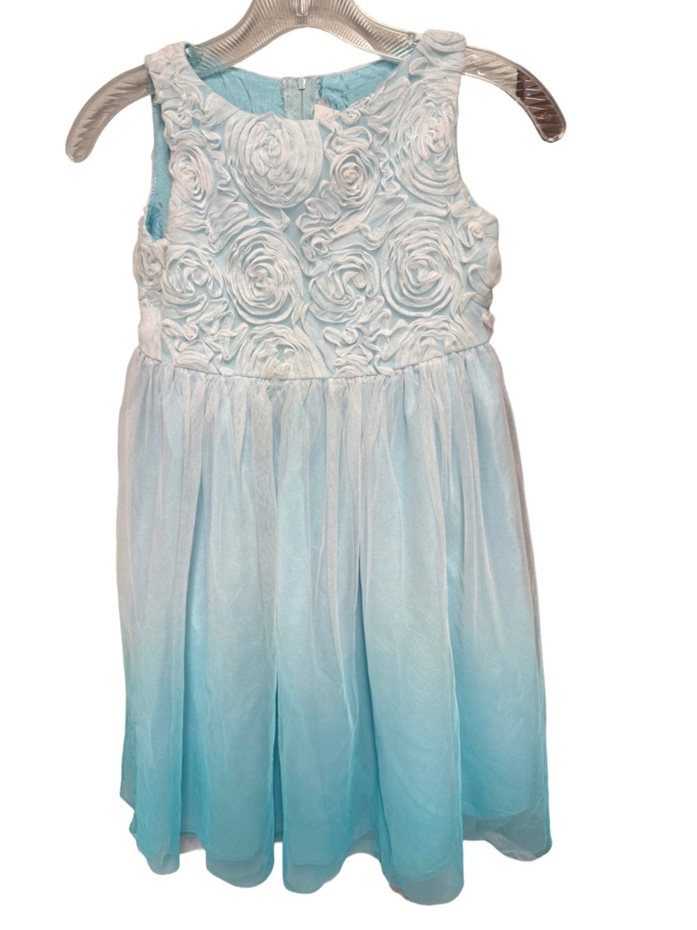 Kid's Dream Girls Size 7/8 Powder Blue Floral Rosette Tulle Party Dress formal